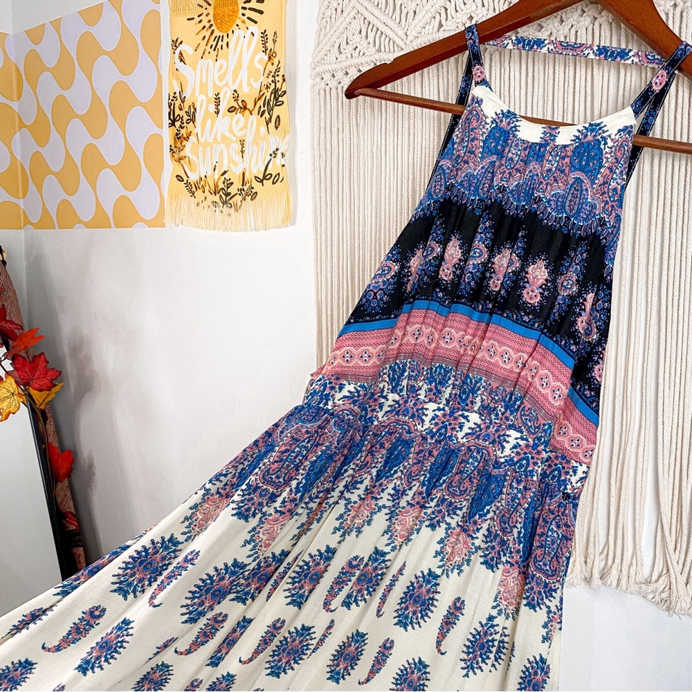 Lulu's Learn To Fly Cutout Boho Printed Flowy Max… - image 3